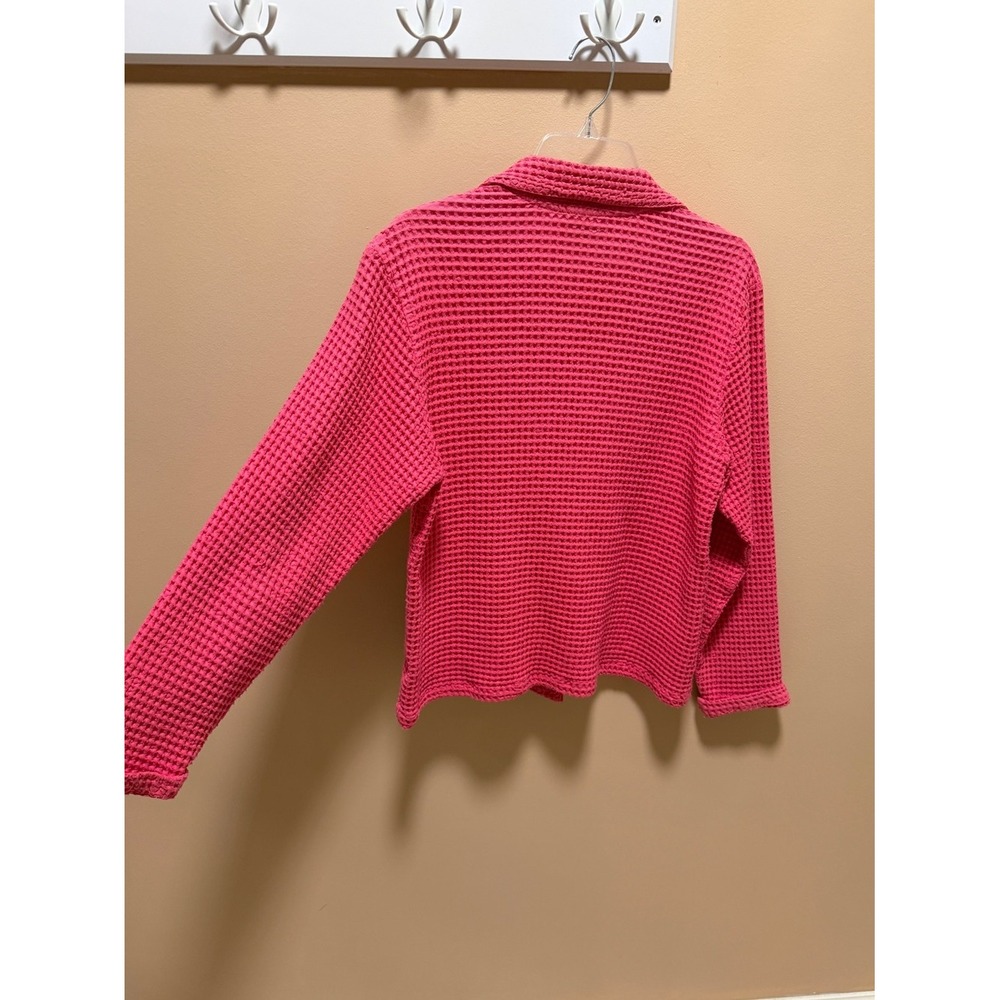 VTG Nannette Keller Pink Waffle Knit Blazer Shacket Patch Pockets Cotton 90's - Picture 5 of 17
